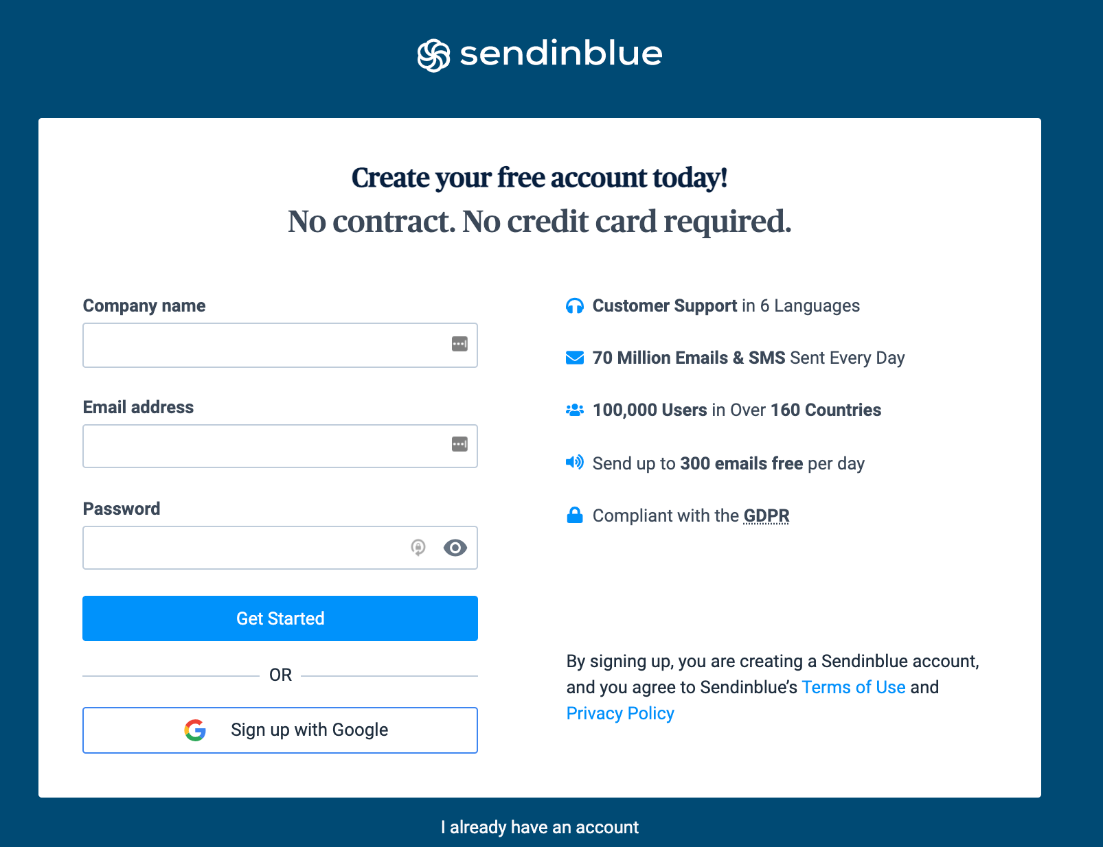 Step 1- Create Sendinblue Account